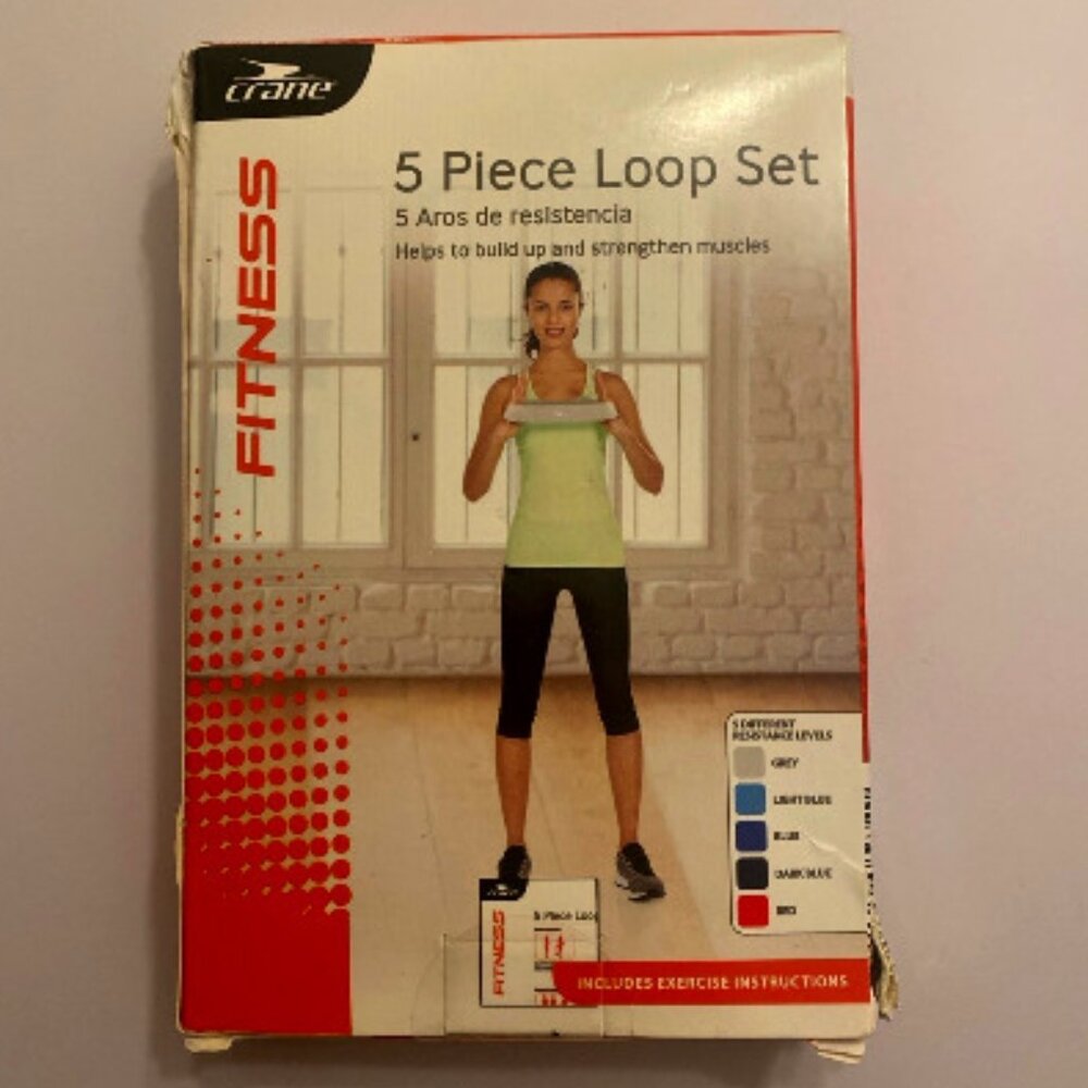 5 Piece Loop Band Set: 5 Resistance Levels: Exercise & Fitness